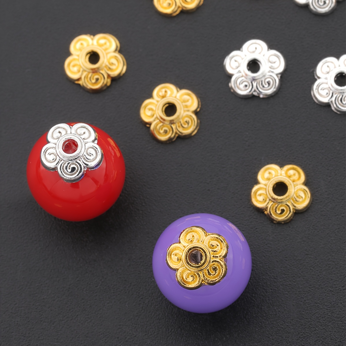 200pcs 6mm Threaded Pattern Bead Caps for Handmade Jewellery